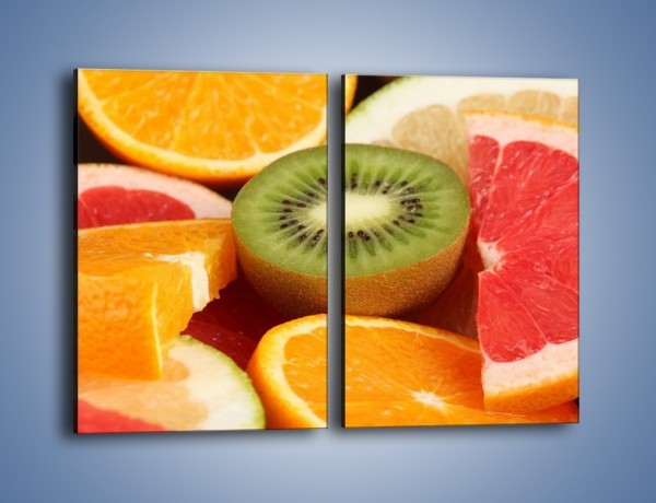 Obraz na płótnie – Kolorowe połówki owoców – dwuczęściowy prostokątny pionowy JN026