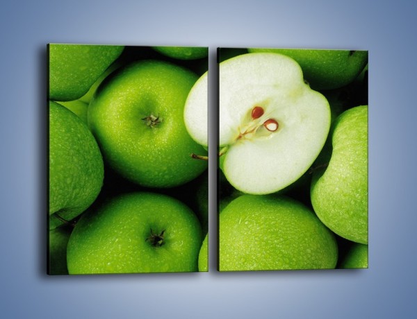 Obraz na płótnie – Zielone jabłuszka – dwuczęściowy prostokątny pionowy JN039