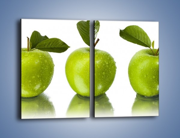 Obraz na płótnie – Świeżo umyte zielone jabłka – dwuczęściowy prostokątny pionowy JN047