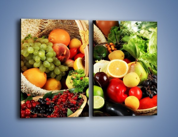 Obraz na płótnie – Kosz pełen owocowo-warzywnego zdrowia – dwuczęściowy prostokątny pionowy JN059