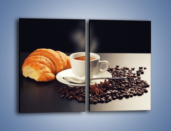 Obraz na płótnie – Rogalik z kawą – dwuczęściowy prostokątny pionowy JN278