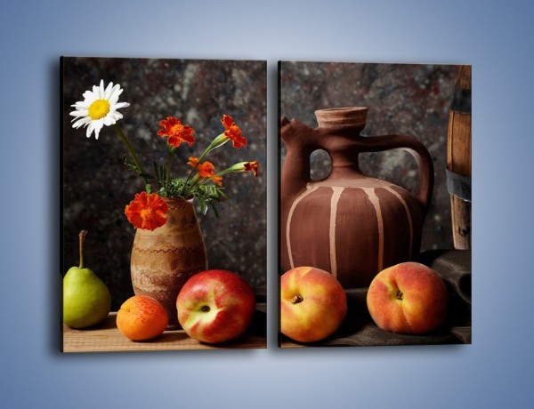 Obraz na płótnie – Kwiaty wśród owoców – dwuczęściowy prostokątny pionowy JN280