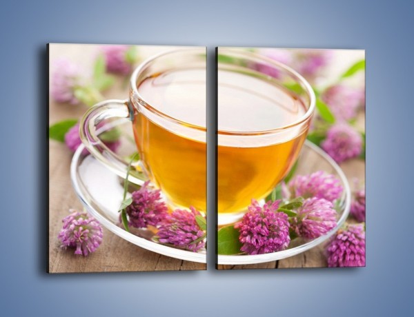 Obraz na płótnie – Herbata z kwiatami – dwuczęściowy prostokątny pionowy JN283