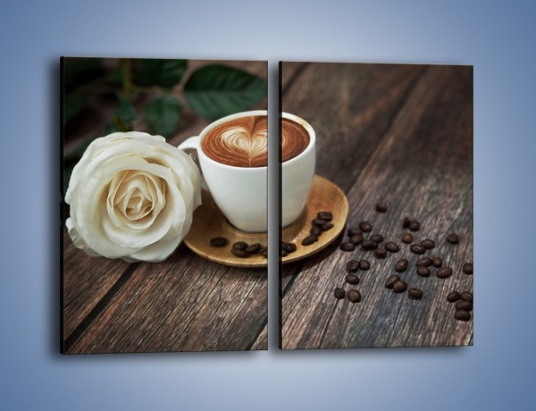 Obraz na płótnie – Kawa z różą – dwuczęściowy prostokątny pionowy JN319
