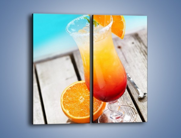 Obraz na płótnie – Pomarańczowy drink przy basenie – dwuczęściowy prostokątny pionowy JN322