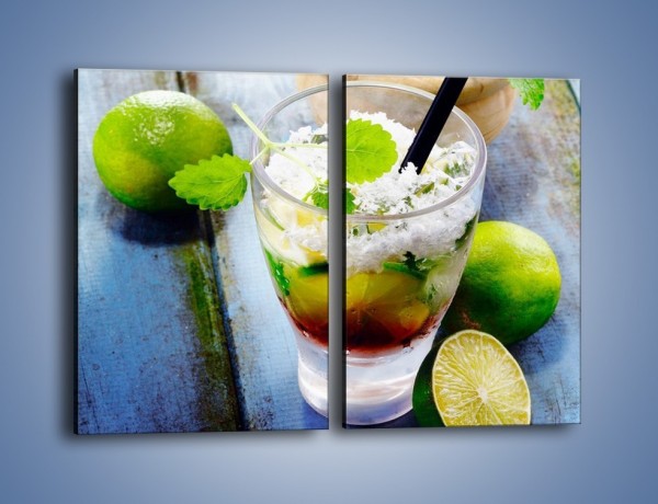 Obraz na płótnie – Limonkowy drink z miętą – dwuczęściowy prostokątny pionowy JN325