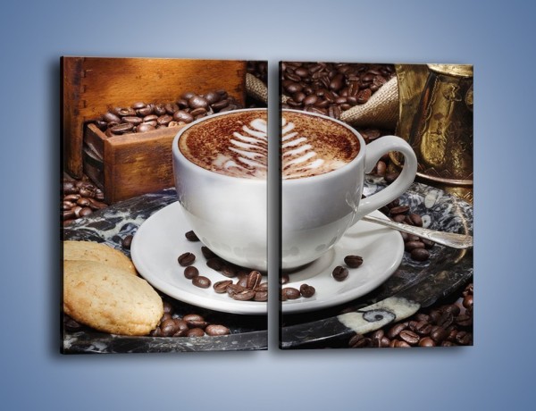 Obraz na płótnie – Taca z kawą – dwuczęściowy prostokątny pionowy JN338