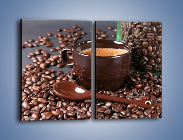 Obraz na płótnie – Kawa w ciemnej filiżance – dwuczęściowy prostokątny pionowy JN348