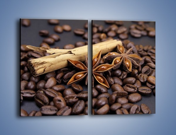 Obraz na płótnie – Ziarna kawy z goździkami – dwuczęściowy prostokątny pionowy JN351