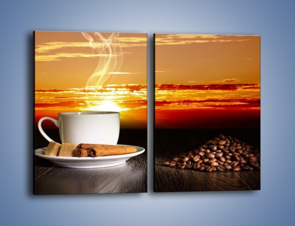 Obraz na płótnie – Kawa przy zachodzie słońca – dwuczęściowy prostokątny pionowy JN366
