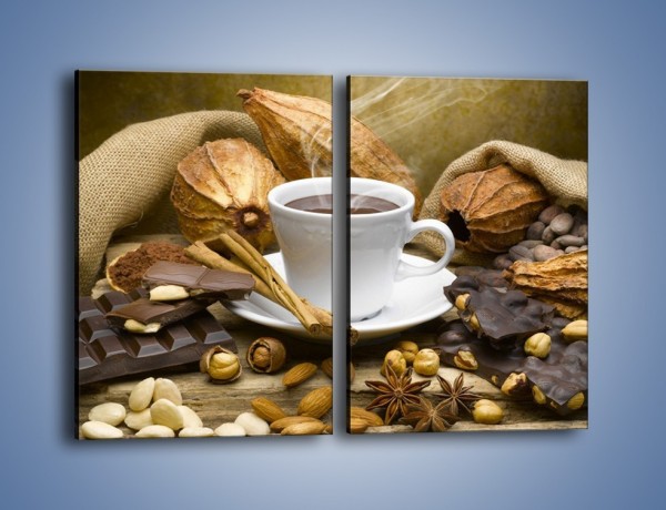 Obraz na płótnie – Kawa z orzechami i czekolada – dwuczęściowy prostokątny pionowy JN387