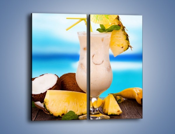 Obraz na płótnie – Kokosowy drink z ananasem – dwuczęściowy prostokątny pionowy JN394