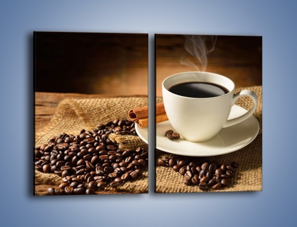 Obraz na płótnie – Kawa w białej filiżance – dwuczęściowy prostokątny pionowy JN406