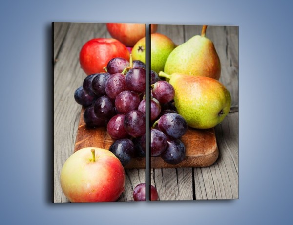 Obraz na płótnie – Kuchenna deska z owocami – dwuczęściowy prostokątny pionowy JN407