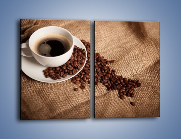 Obraz na płótnie – Kawa na białym spodku – dwuczęściowy prostokątny pionowy JN430
