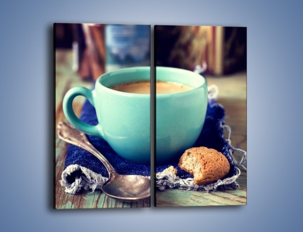 Obraz na płótnie – Kawa w błękitnej filiżance – dwuczęściowy prostokątny pionowy JN434