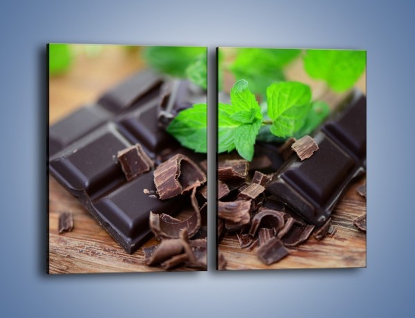 Obraz na płótnie – Połamana czekolada z miętą – dwuczęściowy prostokątny pionowy JN442