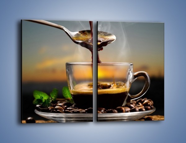 Obraz na płótnie – Łyżeczka gorącej kawy – dwuczęściowy prostokątny pionowy JN467