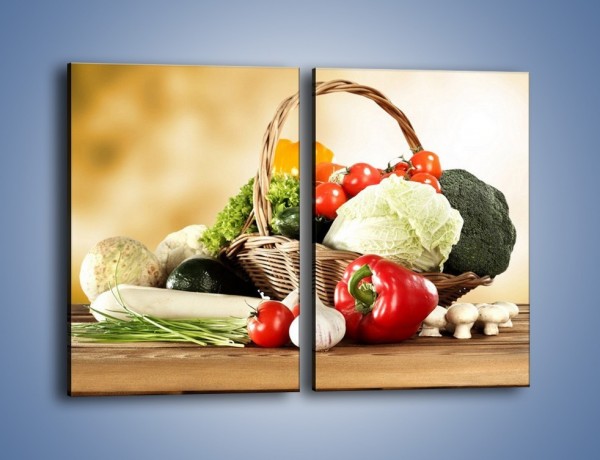 Obraz na płótnie – Kosz po brzegi wypełniony warzywami – dwuczęściowy prostokątny pionowy JN484