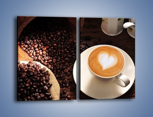 Obraz na płótnie – Kawa z białym sercem – dwuczęściowy prostokątny pionowy JN546