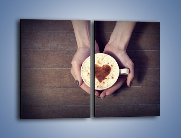 Obraz na płótnie – Kawa z ciepłym dotykiem – dwuczęściowy prostokątny pionowy JN548