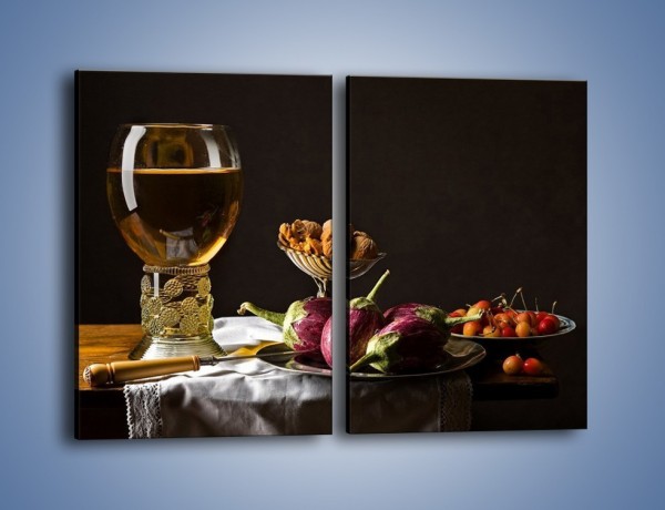 Obraz na płótnie – Świeży sok wśród talerzy – dwuczęściowy prostokątny pionowy JN569
