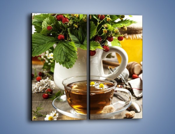 Obraz na płótnie – Herbata z poziomką – dwuczęściowy prostokątny pionowy JN574