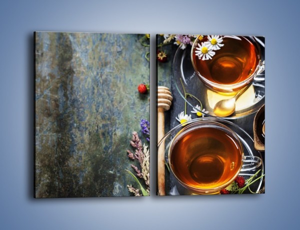 Obraz na płótnie – Herbatki ze słodkimi poziomkami – dwuczęściowy prostokątny pionowy JN603
