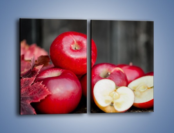 Obraz na płótnie – Czerwone jabłka późną jesienią – dwuczęściowy prostokątny pionowy JN619