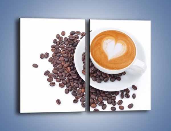 Obraz na płótnie – Miłość i kawa na białym tle – dwuczęściowy prostokątny pionowy JN633