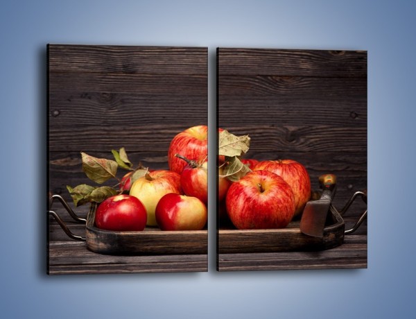 Obraz na płótnie – Dojrzałe jabłka na stole – dwuczęściowy prostokątny pionowy JN653