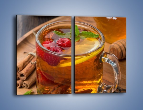 Obraz na płótnie – Herbata ze słodką maliną – dwuczęściowy prostokątny pionowy JN658