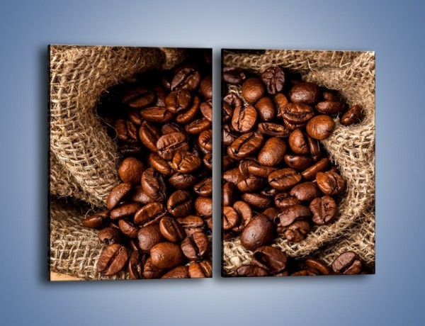 Obraz na płótnie – Ziarna kawy schowane w ciemnym worku – dwuczęściowy prostokątny pionowy JN660