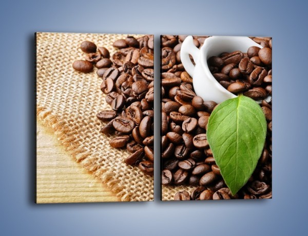 Obraz na płótnie – Liść na kawie – dwuczęściowy prostokątny pionowy JN688