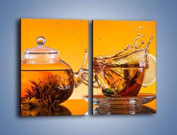 Obraz na płótnie – Roztańczona herbata o zachodzie słońca – dwuczęściowy prostokątny pionowy JN690
