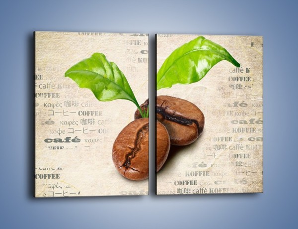 Obraz na płótnie – Ziarno kawy z dedykacją – dwuczęściowy prostokątny pionowy JN709