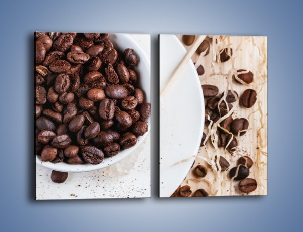 Obraz na płótnie – Kawa wśród beżu i bieli – dwuczęściowy prostokątny pionowy JN718