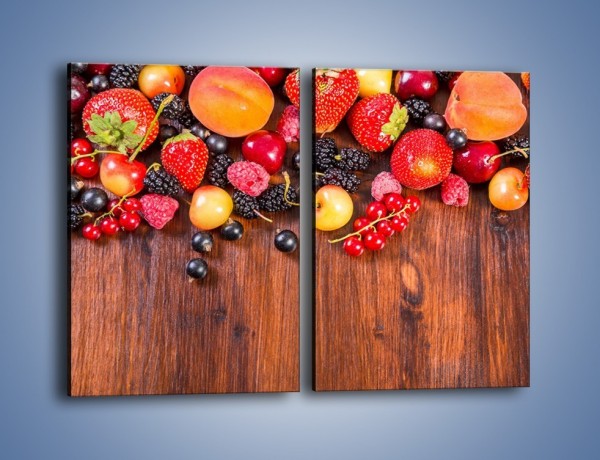 Obraz na płótnie – Stół do polowy wypełniony owocami – dwuczęściowy prostokątny pionowy JN721