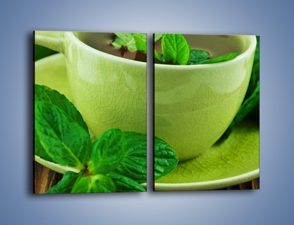Obraz na płótnie – Zielona moc w herbacie – dwuczęściowy prostokątny pionowy JN734