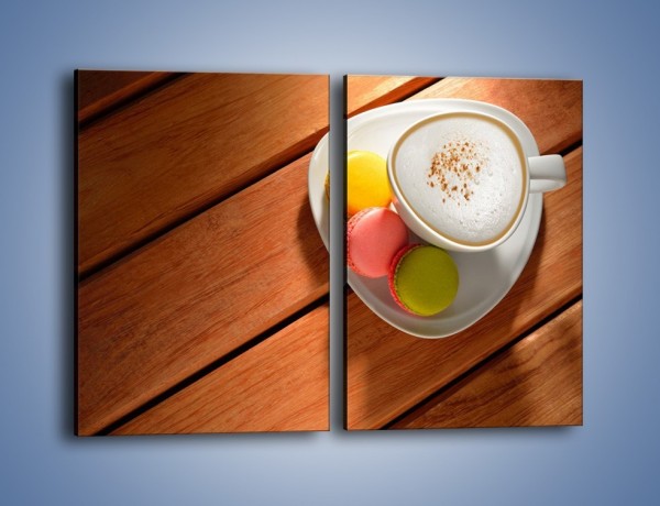 Obraz na płótnie – Makaroniki w towarzystwie kawy – dwuczęściowy prostokątny pionowy JN737