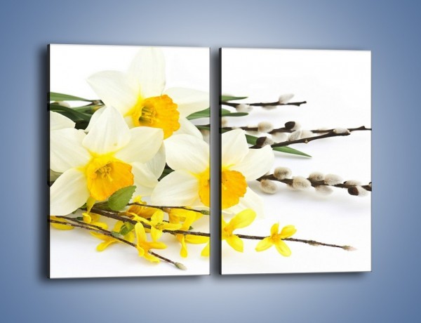 Obraz na płótnie – Wielkanocne bazie i żonkile – dwuczęściowy prostokątny pionowy K002