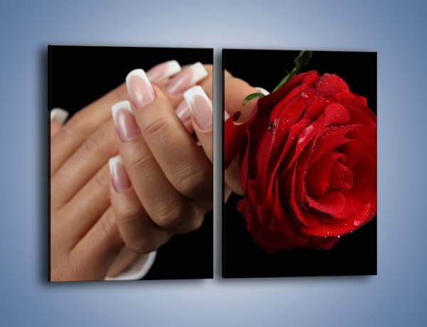 Obraz na płótnie – Kwiat róży w kobiecych dłoniach – dwuczęściowy prostokątny pionowy K006