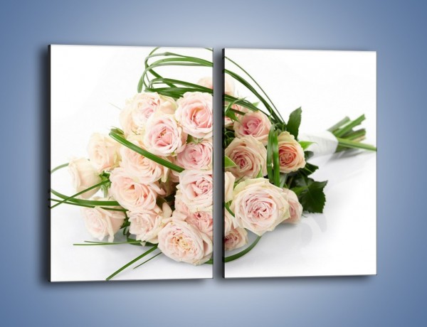 Obraz na płótnie – Wiązanka delikatnie różowych róż – dwuczęściowy prostokątny pionowy K012