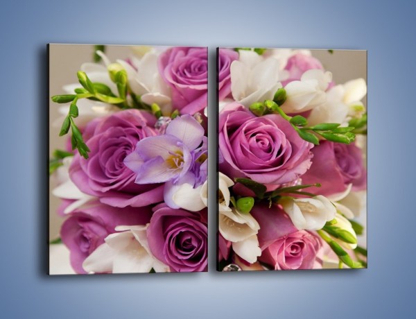 Obraz na płótnie – Piękna wiązanka z lila róż – dwuczęściowy prostokątny pionowy K034