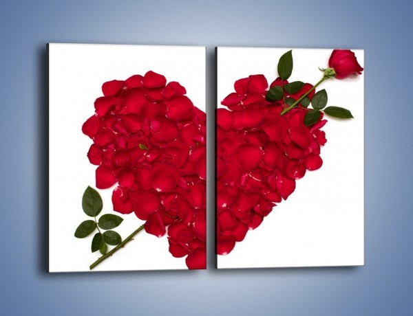 Obraz na płótnie – Różane serce dla ukochanej – dwuczęściowy prostokątny pionowy K042