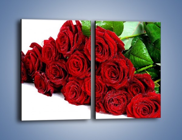 Obraz na płótnie – Oszronione czerwone róże – dwuczęściowy prostokątny pionowy K047