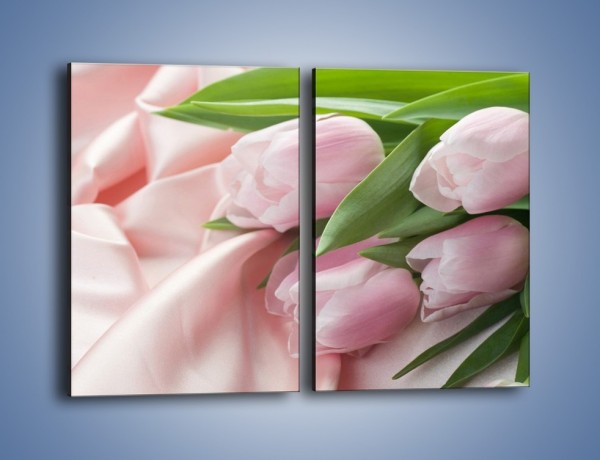 Obraz na płótnie – Odpoczynek tulipanów na atłasie – dwuczęściowy prostokątny pionowy K050