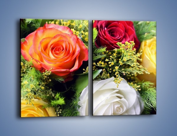Obraz na płótnie – Róże z polnymi dodatkami – dwuczęściowy prostokątny pionowy K061