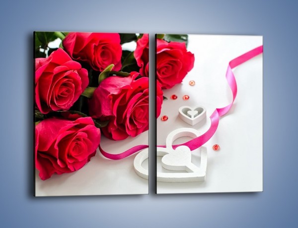 Obraz na płótnie – Róża z miłosnym przekazem – dwuczęściowy prostokątny pionowy K1011