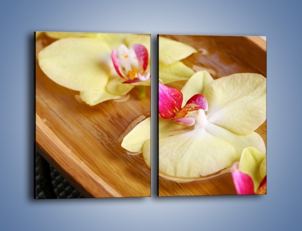Obraz na płótnie – Drewniana łódeczka z kwiatami – dwuczęściowy prostokątny pionowy K1024